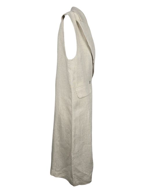 gilet lungo donna in lino sabbia con punto luce Good match | AV0551U03